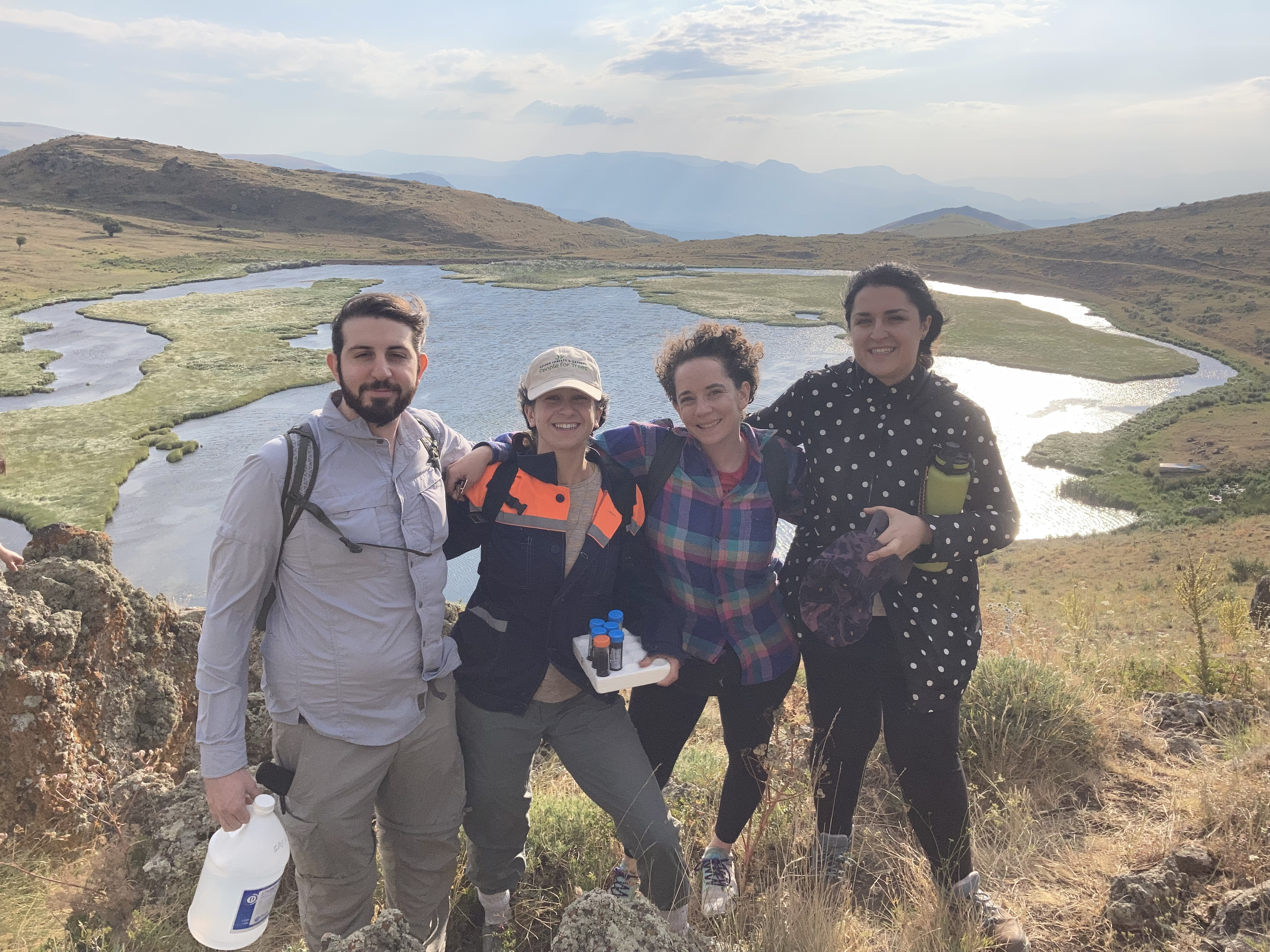 The founders of the International Congress of Armenian Mycologists in Artavan. From the left, Arik Joukhajian, Claudia Victoroff-Bashian, Dr Patricia Kaishian, and Tania Kurbessoian