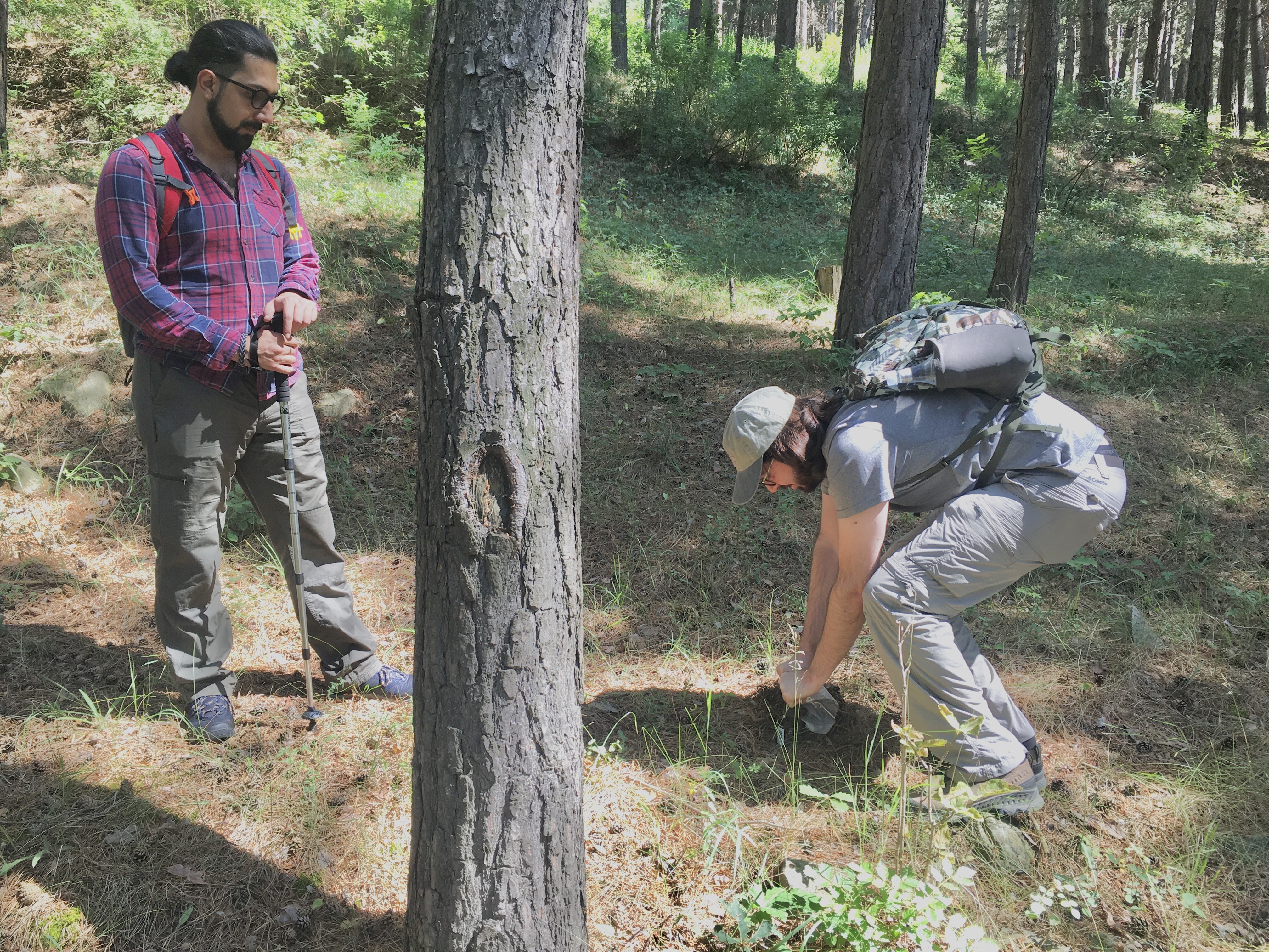 Razmig Sargsyan and Arik collect soil cores for high-throughput sequencing