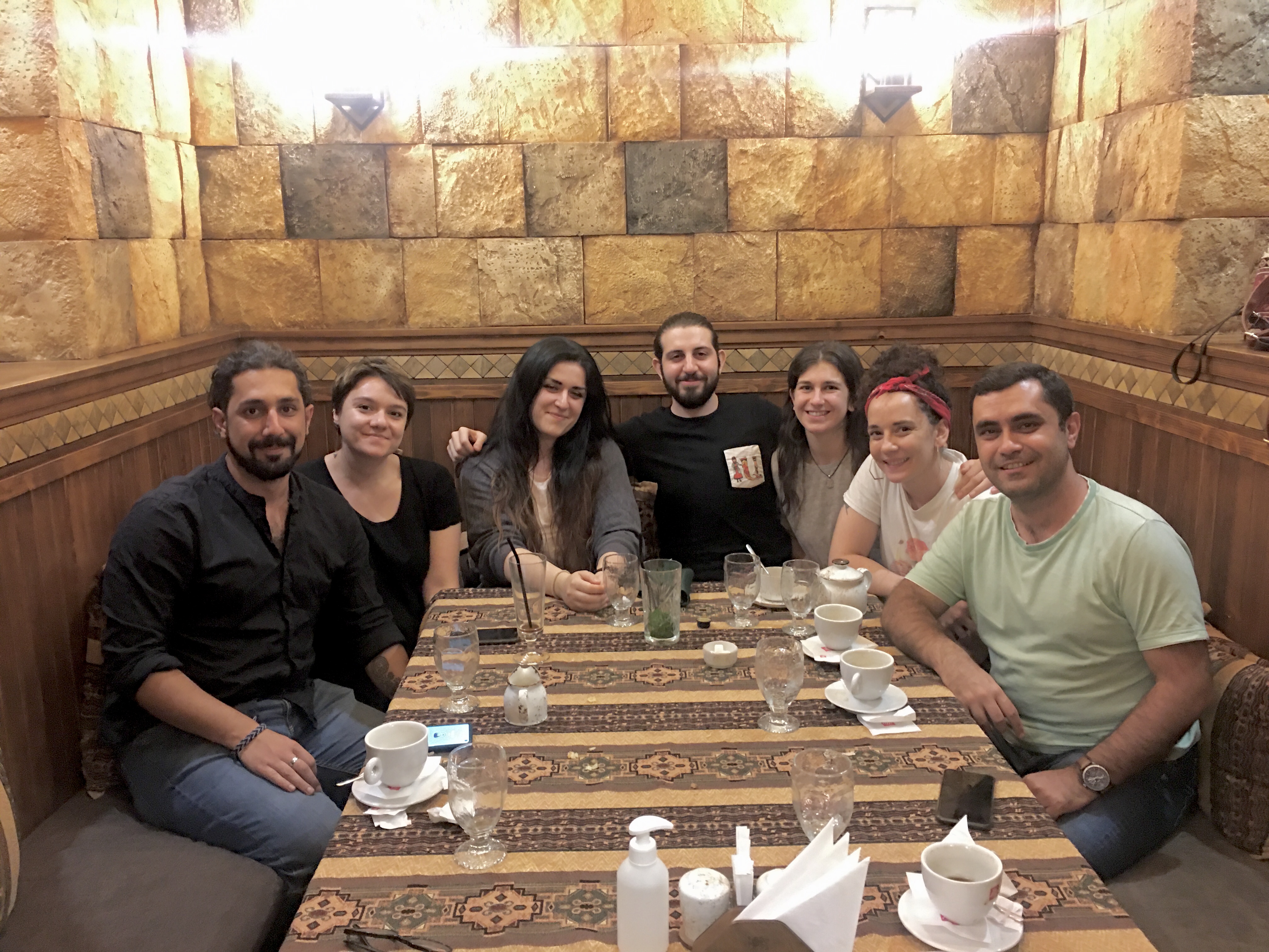 A group photo with our friends and collaborators at Tavern Yerevan.